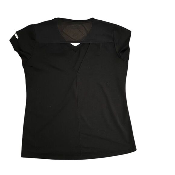 Women's Black V-Neck Performance Tee Size L Running Gym Activewear - Picture 2 of 3